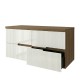 EVA Chêne Moka et Blanc brillant cannelé - Largeur 120 cm