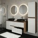 EVA Chêne Moka et Blanc brillant cannelé - Largeur 120 cm + 1 colonne