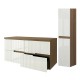 EVA Chêne Moka et Blanc brillant cannelé - Largeur 120 cm + 1 colonne