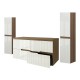 EVA Chêne Moka et Blanc brillant cannelé - Largeur 120 cm + 2 colonnes