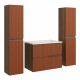 EVA Chêne Moka et Brique cannelé - Largeur 60 cm + 2 colonnes