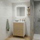 LISBONA meuble vasque sur pied Blanc laqué 2 tiroirs Chêne naturel 60 cm