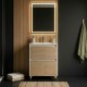LISBONA meuble vasque sur pied Blanc laqué 2 tiroirs Chêne naturel 60 cm