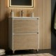LISBONA meuble vasque sur pied Blanc laqué 2 tiroirs Chêne naturel 60 cm