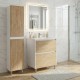 LISBONA meuble vasque 2 tiroirs Blanc & Chêne naturel 60 cm + 1 colonne