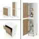 LISBONA meuble vasque 2 tiroirs Blanc Chêne naturel 60 cm + 1 colonne