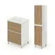 LISBONA meuble vasque 2 tiroirs Blanc Chêne naturel 60 cm + 1 colonne