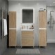 LISBONA meuble vasque 2 tiroirs Blanc Chêne naturel 60 cm + 1 colonne