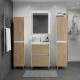 LISBONA meuble vasque 2 tiroirs Blanc Chêne naturel 60 cm + 2 colonnes