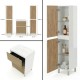 LISBONA meuble vasque 2 tiroirs Blanc Chêne naturel 60 cm + 2 colonnes