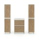LISBONA meuble vasque 2 tiroirs Blanc Chêne naturel 60 cm + 2 colonnes