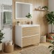 LISBONA meuble vasque 2 tiroirs Blanc Chêne naturel 80 cm