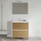 LISBONA meuble vasque 2 tiroirs Blanc Chêne naturel 80 cm