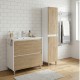 LISBONA meuble vasque 2 tiroirs Blanc Chêne naturel 80 cm