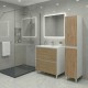 LISBONA meuble vasque 2 tiroirs Blanc Chêne naturel 80 cm