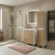 LISBONA meuble vasque 2 tiroirs Blanc Chêne naturel 80 cm