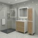 LISBONA meuble vasque 2 tiroirs Blanc Chêne naturel 80 cm + 1 colonne