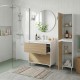 LISBONA meuble vasque 2 tiroirs Blanc Chêne naturel 80 cm + 1 colonne