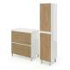 LISBONA meuble vasque 2 tiroirs Blanc Chêne naturel 80 cm + 1 colonne