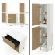 LISBONA meuble vasque 2 tiroirs Blanc Chêne naturel 80 cm + 2 colonnes