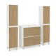 LISBONA meuble vasque 2 tiroirs Blanc Chêne naturel 80 cm + 2 colonnes