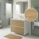 LISBONA meuble vasque 2 tiroirs Blanc Chêne naturel 100 cm