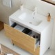 LISBONA meuble vasque 2 tiroirs Blanc Chêne naturel 100 cm