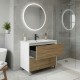 LISBONA meuble vasque 2 tiroirs Blanc Chêne naturel 100 cm