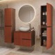 EVA Chêne Moka et tiroirs Brique cannelé - Largeur 60 cm + 2 colonnes