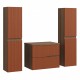 EVA Chêne Moka et tiroirs Brique cannelé - Largeur 60 cm + 2 colonnes