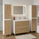 LISBONA meuble vasque 2 tiroirs Blanc Chêne naturel 100 cm