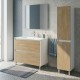 LISBONA meuble vasque 2 tiroirs Blanc Chêne naturel 100 cm + 1 colonne