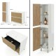 LISBONA meuble vasque 2 tiroirs Blanc Chêne naturel 100 cm + 1 colonne