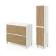 LISBONA meuble vasque 2 tiroirs Blanc Chêne naturel 100 cm + 1 colonne
