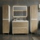 LISBONA meuble vasque 2 tiroirs Blanc Chêne naturel 100 cm + 2 colonnes