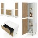 LISBONA meuble vasque 2 tiroirs Blanc Chêne naturel 100 cm + 2 colonnes