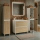LISBONA meuble vasque 2 tiroirs Blanc Chêne naturel 100 cm + 2 colonnes
