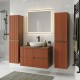 EVA Chêne Moka et tiroirs Brique cannelé - Largeur 80 cm + 2 colonnes