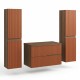 EVA Chêne Moka et tiroirs Brique cannelé - Largeur 80 cm + 2 colonnes