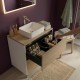LISBONA meuble plan vasque 2 tiroirs Blanc Chêne naturel 60 cm