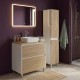 LISBONA meuble plan vasque 2 tiroirs Blanc Chêne naturel 60 cm