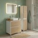 LISBONA meuble plan vasque 2 tiroirs Blanc Chêne naturel 60 cm + 1 colonne
