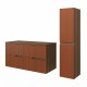 EVA Chêne Moka et tiroirs Brique cannelé - Largeur 120 cm + 1 colonne