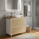 LISBONA meuble plan vasque 2 tiroirs Blanc Chêne naturel 80 cm
