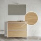 LISBONA meuble plan vasque 2 tiroirs Blanc Chêne naturel 100 cm