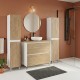 LISBONA meuble plan vasque 2 tiroirs Blanc Chêne naturel 100 cm + 2 colonnes