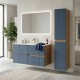 EVA Chêne naturel et tiroirs Bleu Mer cannelé - Largeur 100 cm + 1 colonne