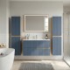 EVA Chêne naturel et tiroirs Bleu Mer cannelé - Largeur 100 cm + 2 colonnes