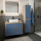 EVA Chêne naturel et tiroirs Bleu Mer cannelé - Largeur 60 cm + 1 colonne