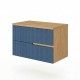 EVA Chêne naturel et tiroirs Bleu Mer cannelé - Largeur 80 cm